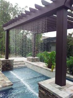 an outdoor shower with water flowing from it