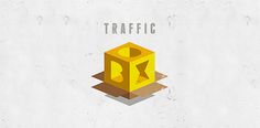 the logo for traffic is shown on a white background with an image of a yellow cube