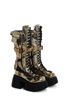 Club Exx Burning Man Distressed Metallic Knee High Boots With Pockets Rave - Silver – Dolls Kill Metallic Knee High Boots, Boots With Pockets, Dress Reference, Shoe Pics, Goth Boots, Funky Shoes, Pride Outfit, Boot Jewelry, Hype Shoes