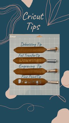 four different types of sewing tips on a piece of paper with the words cricut tips