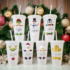 christmas themed cups with names on them