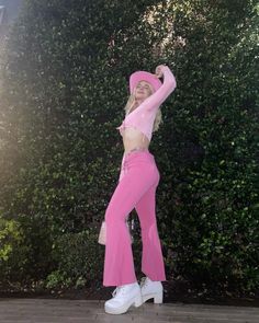 Pants - shien 
Shoes- AliExpress 
Shirt- thrifted Barbie Movie Cowgirl, Barbie Inspired Costume, Barbie Cowgirl Aesthetic, Pink Cowgirl Photoshoot, Barbie Movie Inspired Outfits, Cowgirl Barbie Costume, Barbie Cowgirl Costume, Cowboy Barbie, Barbie Cowboy