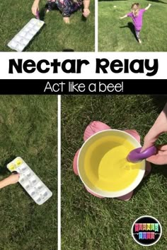 a collage of photos with the words nectar relay, act like a beel