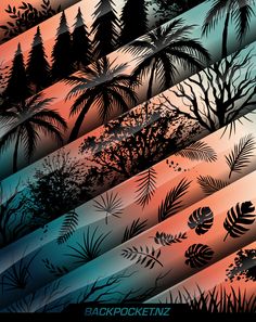 an abstract background with trees and plants