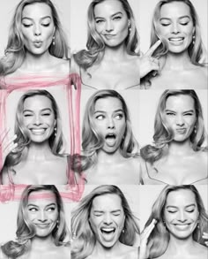 a woman making faces with different expressions