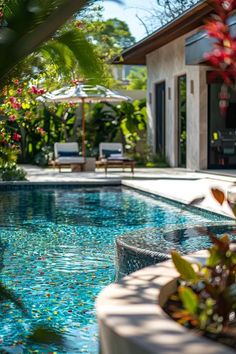 Tropical Pool - Ideas for Your Dream Backyard Oasis Small Urban Garden, Pool Floats For Adults, Outdoor Living Space Design, Pool Floaties, Pool Renovation, Backyard Balcony, Tropical Pool, Rectangular Pool, Cozy Patio