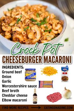 Slow Cooker Hamburger Recipes, Hamburger Crockpot Recipes, Ground Beef Crockpot Recipes, Cheeseburger Macaroni, Slow Cooker Ground Beef, Macaroni Recipe, Crockpot Casserole, Easy Crockpot Dinners, Slow Cooker Recipes Beef