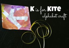 a piece of paper that has been made to look like the letter k is for kite