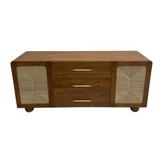 the sideboard has two drawers and is made out of wood