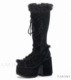 Lasaky - Chic High-Heel Platform Evening Faux Fur Knee-High Boots Faux Fur Heels, Event Shoes, Chic High Heels, Fur Heels, Rough Heels, Designer High Heels, Ankle Shoes, Evening Sandals, Super High Heels