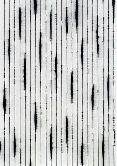 an abstract black and white painting with vertical lines