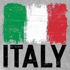 an italian flag with the word italy written in black ink on a gray t - shirt