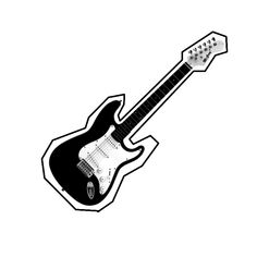 a black and white drawing of an electric guitar