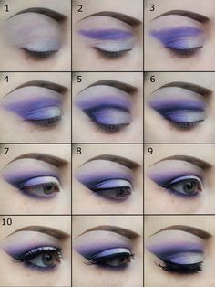 Purple Eyeshadow Tutorial, Make Up Designs, Cute Eyeshadow Looks, Purple Eye Makeup, Eye Makeup Steps, Makijaż Smokey Eye, Purple Eyeshadow, Creative Eye Makeup, Blue Eyeshadow