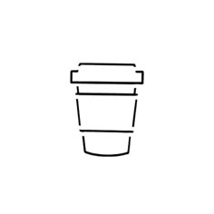 a line drawing of a coffee cup