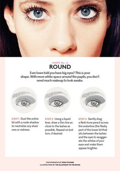 Eyeliner Round Eyes, Round Eyes Makeup, Easy Eye Makeup Tutorial, Almond Eye Makeup, Big Eyes Makeup, Eye Makeup Application, Round Face Makeup, Beginners Eye Makeup