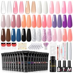 COSCELIA Manicure Set 20PCS Poly Extension Gel with Top and Base Coat Slip Solution for Nail Art Poly Extension Gel, Quick Nail, Glitter Rosa, Salon Gifts, Pink Glitter Nails, Gel Set, Nail Art Salon, Acrylic Nail Kit, Manicure Diy