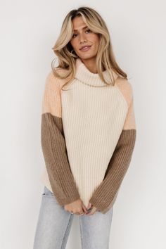 Echo Chunky Knit Sweater | Multi Stylish Sweater, Baltic Born, Sweater Cream, Chunky Knit Sweater, Stylish Sweaters, Cozy Sweater, Chunky Knits Sweater, Color Block Sweater, Cozy Knits