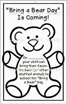 a coloring page with a teddy bear saying bring a bear day it's coming