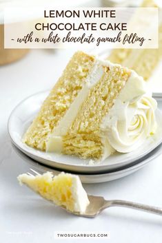 a slice of lemon white chocolate cake on a plate