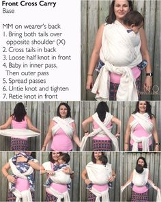 the instructions for how to wrap a baby in a sling