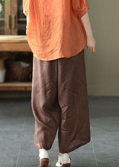 Vintage Coffee Elastic Waist Pockets Solid Linen Wide Leg Pants SummerFabric: LinenSize & Fit: This garment fits true to size.Length: Size 2XL measures 34.32"from waist to hem.Waist:Fitted - elastic waist allows stretch Hip: Loosely Fitted. room for hips. Hand Wash Cold. Wide Leg Pants Summer, Winter Sweaters Oversized, Linen Wide Leg Pants, Khaki Tops, Vintage Chocolate, Winter Fashion Coats, Pants Summer, Wide Leg Linen Pants, Summer Fabrics