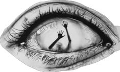 an eye with the image of two hands coming out of it