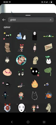 an iphone screen with various stickers on it