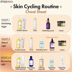 10K likes, 76 comments - stylevana_sv on May 7, 2023: "[🌟FOLLOW US for more K-Beauty insiders' scoops!]🔖Save this guide to master Skin Cycling!✨ When taking on skin cycling, you'll want to have...". Skin Cycling Routine, Skin Cycling, Skin Care Routine Steps, Beauty Skin Care Routine, Face Skin Care