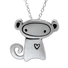 Sterling Silver Monkey Necklace Playful Adjustable Silver Charm Necklace, Novelty Silver Charm Necklace For Gift, Silver Novelty Charm Necklace For Gift, Monkey Accessories, Monkey Style, Silly Clothes, Sterling Silver Charm Necklace, Silver Charm Necklace, Monkey Business