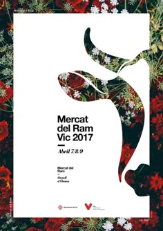 a poster with red flowers in the background and text that reads mercat del ram vic 2017