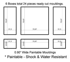 six boxes to 12 pieces ready cut mouldings and 6 wide pantables