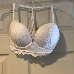 Reposhing This Item I Purchased From @Culjua. Loved It, But Ready To Rotate For Something New. Only Tried On Was To Big Questions? Leave A Comment Below! White Lined Lace Bra, Racerback Bra, Women's Intimates, Push Up, Color White, Bra, Women Shopping, White, Color