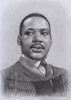 a pencil drawing of a man in a suit and tie with his head tilted to the side