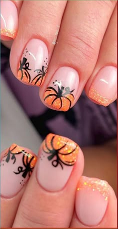 #trendynails ,#fallnails , #winternails, #beautifulnails ,#winternails ,halloweennails ,springnails ,#elegantnails christmasnails ,#trendingnails ,#nailideas ,#summernails  ,#papernails ,#pumpkinnails ,#goldnails Fall Manicure Design Ideas, Short Gel Nail Designs Halloween, Square Pumpkin Nails, October Nails Pumpkin, Fall Nail Designs Halloween, Simple Pumpkin Nail Art, Pumpkin Tip Nails, Glitter Pumpkin Nails