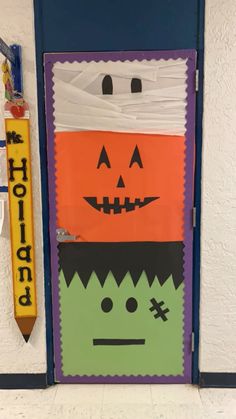 a door decorated to look like halloween decorations