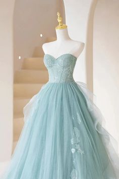 A-line Tulle Strapless Long Prom Dress Tulle Formal Evening Dress – Koutun Dress Strapless Evening Dress, Sweetheart Prom Dress, Formal Evening Dress, Prom Dresses Vintage, Fantasy Gowns, فستان سهرة, Formal Party Dress