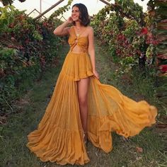 High-Low Strapless Dress - Yellow (Size 6) Yellow Strapless Dress, Halter Evening Dress, Halter Backless Dress, Vacation Maxi Dress, Dresses Yellow, Fishtail Maxi Dress, Prom Dresses Yellow, Girls Art, Floral Print Maxi Dress