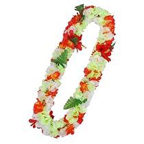 a flower lei is shown in the shape of an o on a white background with red, orange and green flowers