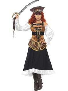 Be a timeless fantasy yourself wearing the Steampunk Pirate Wench Adult Costume. Steam Punk Pirate, Punk Pirate, Unusual Outfits, Wench Costume, Flamingo Costume, Pirate Dress, Fancy Dress Ball, Pirate Wench Costume, Steampunk Pirate