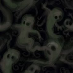 an image of many strange looking creatures in the dark