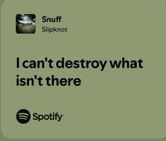 the spotify logo with an image of trees in the background and text that reads, i can't destroy what isn't there