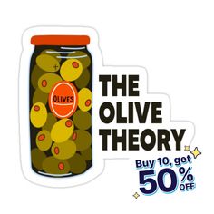 the olive theory sticker is on sale for 50 % off, and it's up