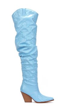 PRICES MAY VARY. Rubber sole Dress Boots For Women, Blue Suede Boots, Low Heel Boots, Heels Fashion, Dress Boots, Cowboy Boots Women, Western Cowgirls, Chunky Block Heels, Western Cowgirl