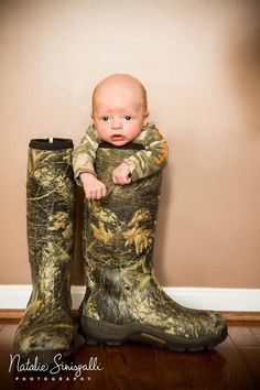 Newborn session- daddy's hunting boot Newborn Baby Boy Photography, Baby Boy Newborn Pictures, Hunting Baby, Baby Boy Newborn Photography, Newborn Pics, Baby Pic, Boy Newborn, Future Photos