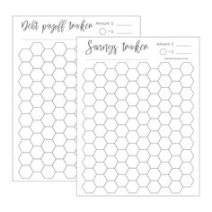 two sheets of paper with hexagonal shapes on them