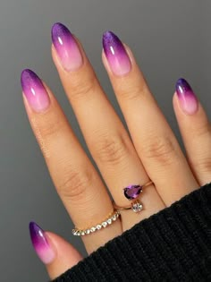 All of our Cute Nails are made with high-quality materials and are easy to apply, ensuring that you'll have nails that look great and last. Whether you're looking for a subtle and sweet design or a bold and quirky look, our Cute Nails have got you covered. So why not add some fun to your nails and treat yourself to a set of Cute Nails today! Cute Squoval Nails, Purple Pink Ombre Nails, Purple And Nude Nails, Pink And Purple Ombre Nails, Trendy Purple Nails, Purple And Pink Nails, Ombre Nail Art Designs