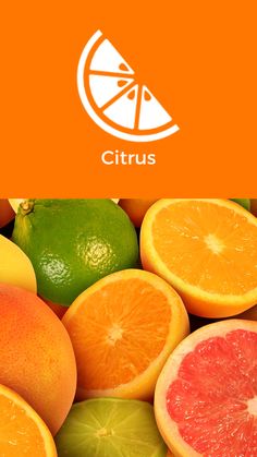 citrus fruit is shown with the word citrus on it and an image of oranges, lemons, and grapefruit