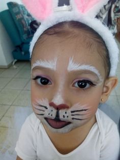 Kids Bunny Face Paint, Bunny Makeup Halloween Kids, Kids Bunny Makeup, Bunny Makeup Kids, Face Painting Bunny, Rabbit Face Paint, Horse Face Paint, Bunny Costume Kids