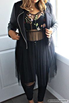 Sheer Embroidered Dress, Black Women Fashion, Curvy Outfits